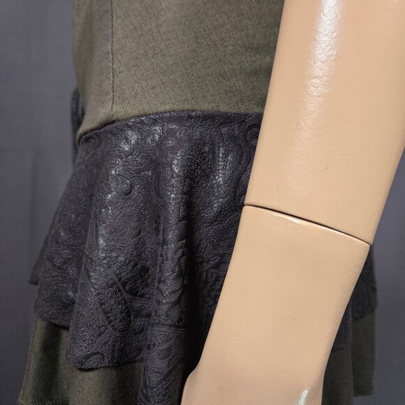 Caty Lesca Lace Up Green Maxi Skirt Size L Fairy Grunge Art To Wear Medieval - Picture 7 of 12